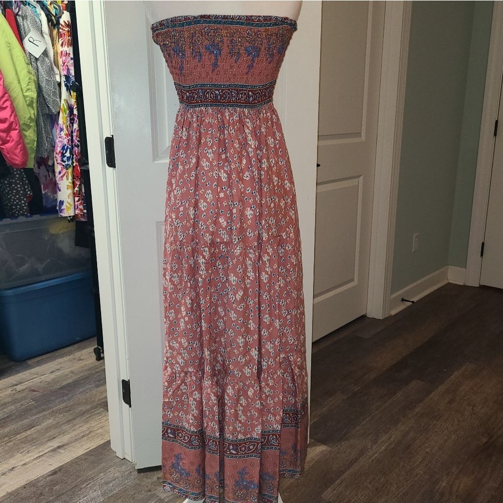 Floral Strapless Boho Maxi Dress - Picture 11 of 12